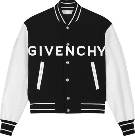 black and white givenchy coat|Givenchy varsity coat.